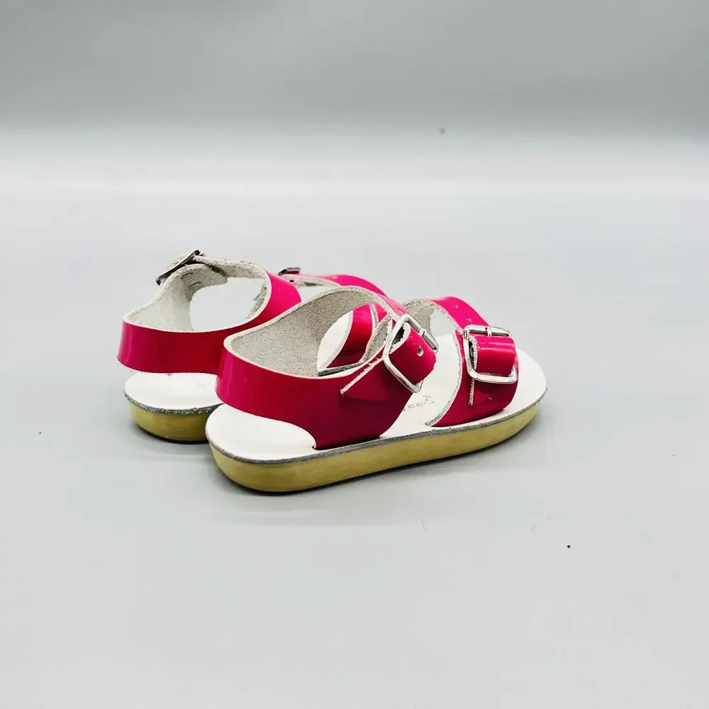 Sun-San by Salt Water Sandals Girl 3 Pink Patent Leather Surfer Buckle Strappy